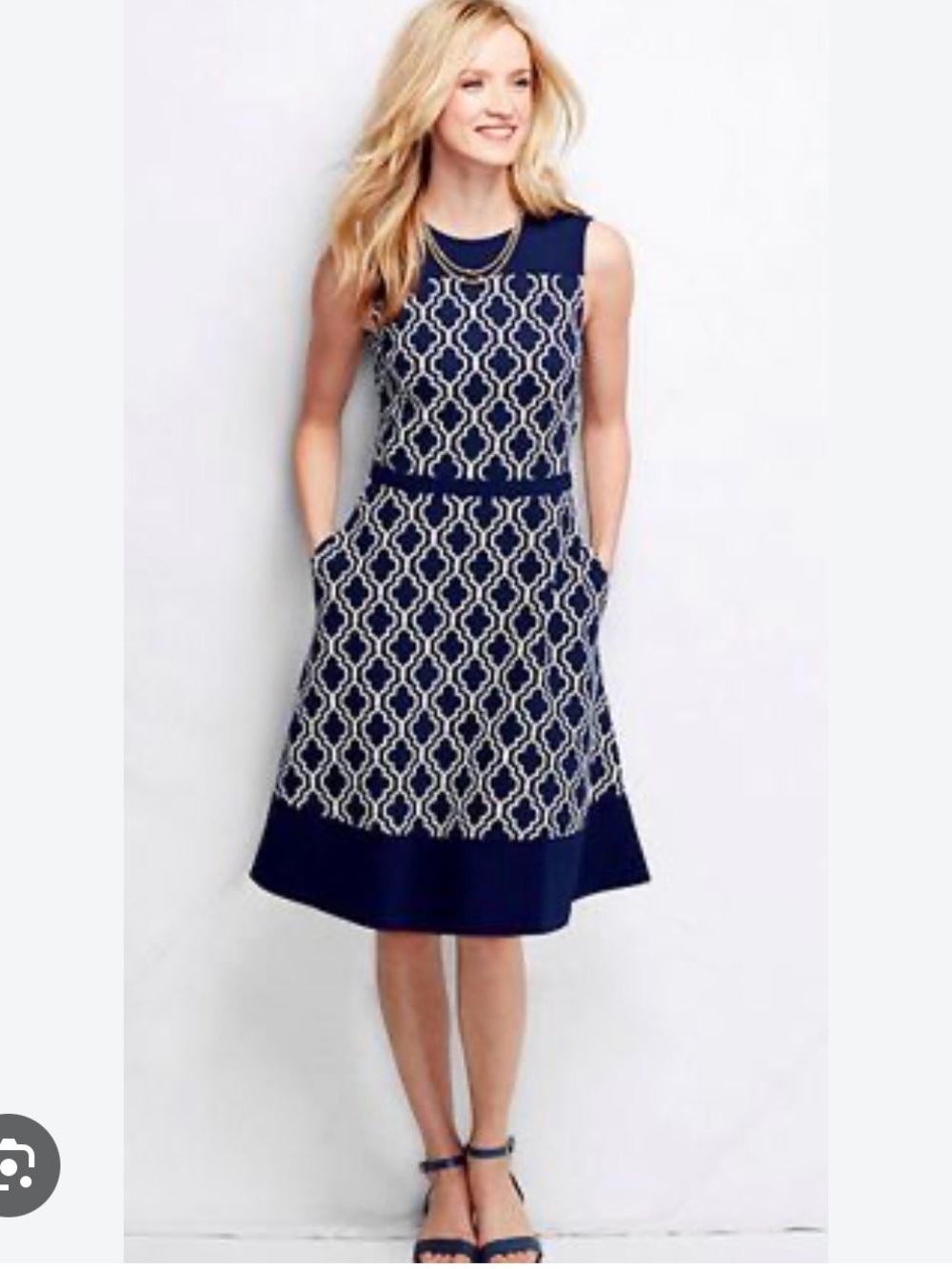 Like New Adorable Ponte Knit Land’s End Fit and Flare Dress